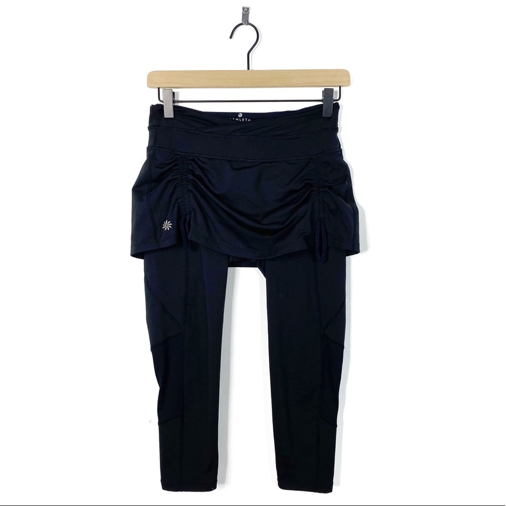 Athleta 2 in 1 Spin Capri Cropped Ruched Leggings